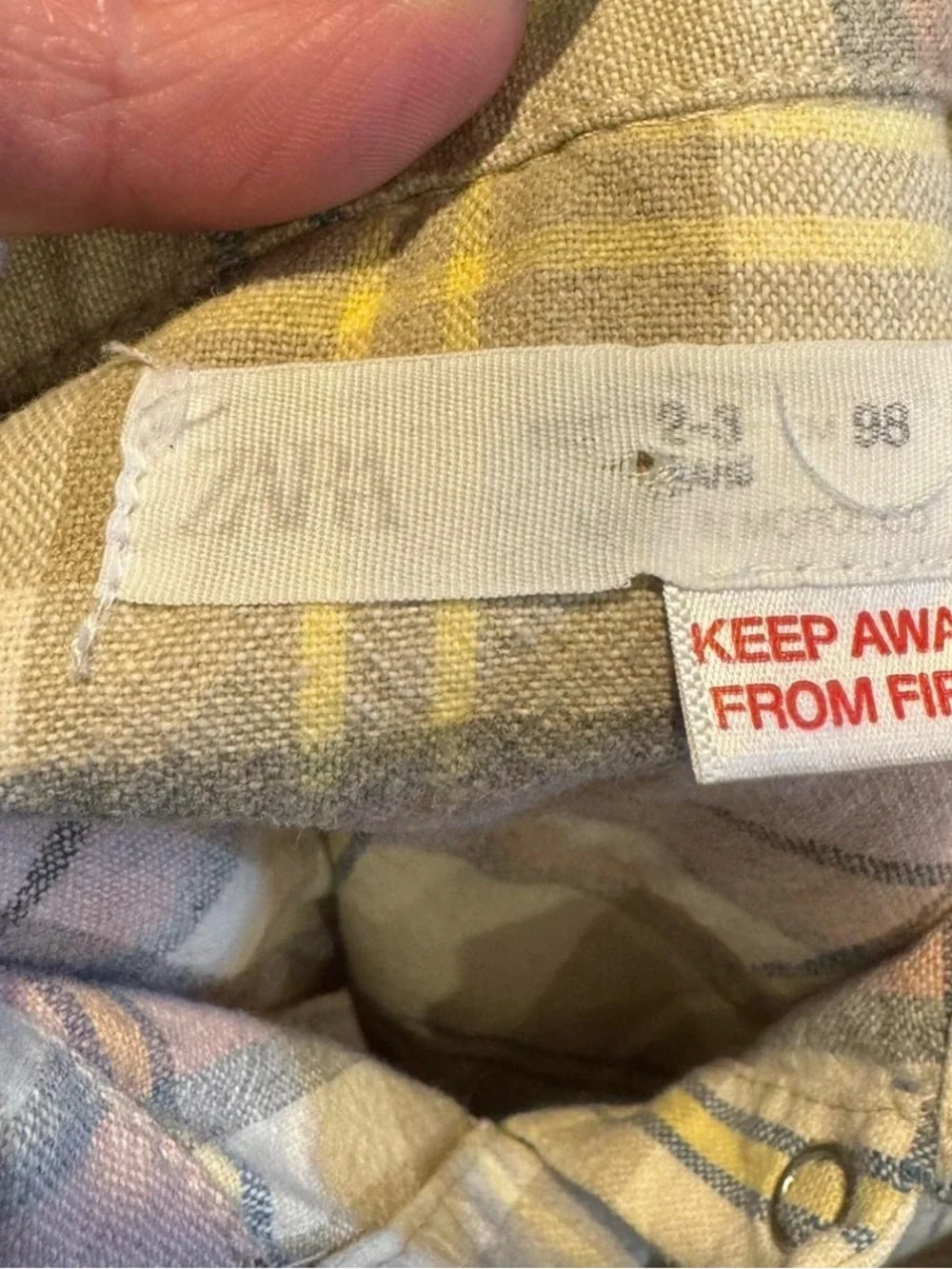 Zara Size 2-3 Plaid Button Up Shirt Pink Yellow Beige Preppy